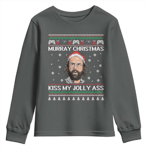 Stranger Christmas Youth Sweatshirt Santa Murray Kiss My Jolly Ass TS14 Dark Heather Print Your Wear