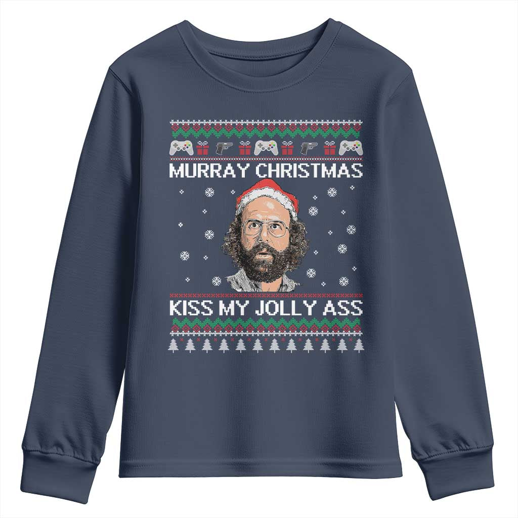 Stranger Christmas Youth Sweatshirt Santa Murray Kiss My Jolly Ass TS14 Navy Print Your Wear