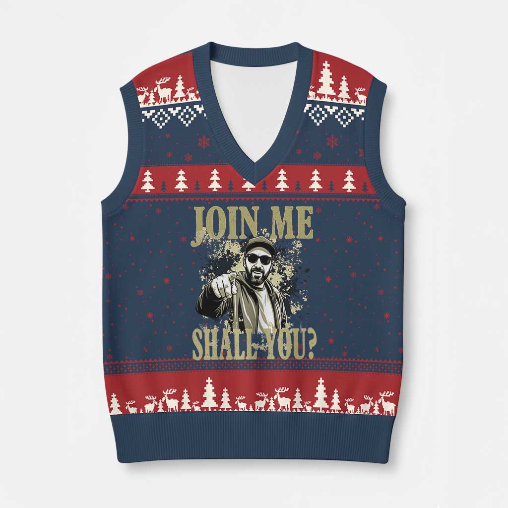 Adam Memorial Tribute V-Neck Knit Sweater Vest Join Me Shall You TS14 Navy Red Print Your Wear