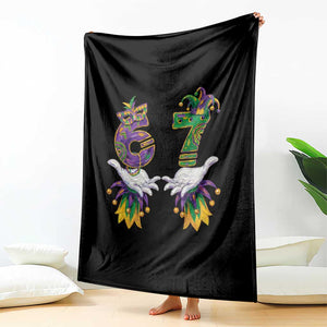 67 Mardi Gras Meme Throw Blanket Funny Six Seven Hand Carnival Trendy TS14 Print Your Wear