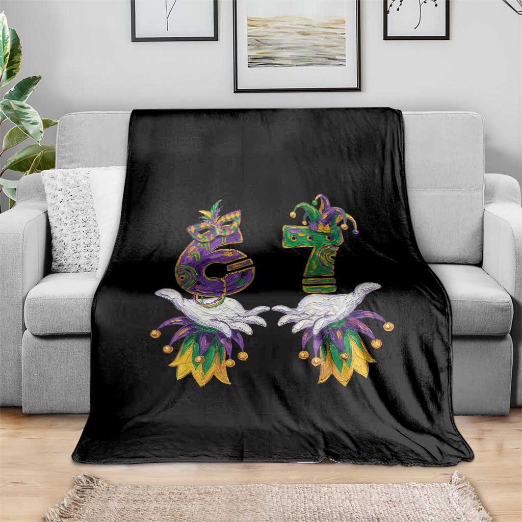 67 Mardi Gras Meme Throw Blanket Funny Six Seven Hand Carnival Trendy TS14 Print Your Wear