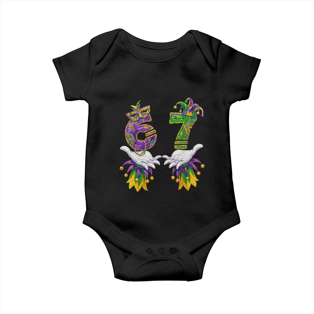 67 Mardi Gras Meme Baby Onesie Funny Six Seven Hand Carnival Trendy TS14 Black Print Your Wear