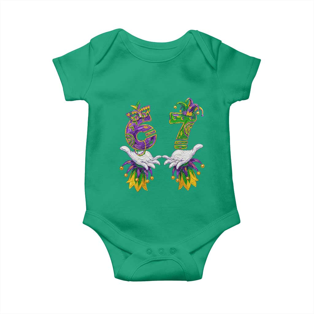 67 Mardi Gras Meme Baby Onesie Funny Six Seven Hand Carnival Trendy TS14 Irish Green Print Your Wear