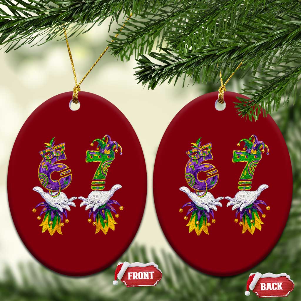 67 Mardi Gras Meme Ceramic Ornament Funny Six Seven Hand Carnival Trendy TS14 Print Your Wear