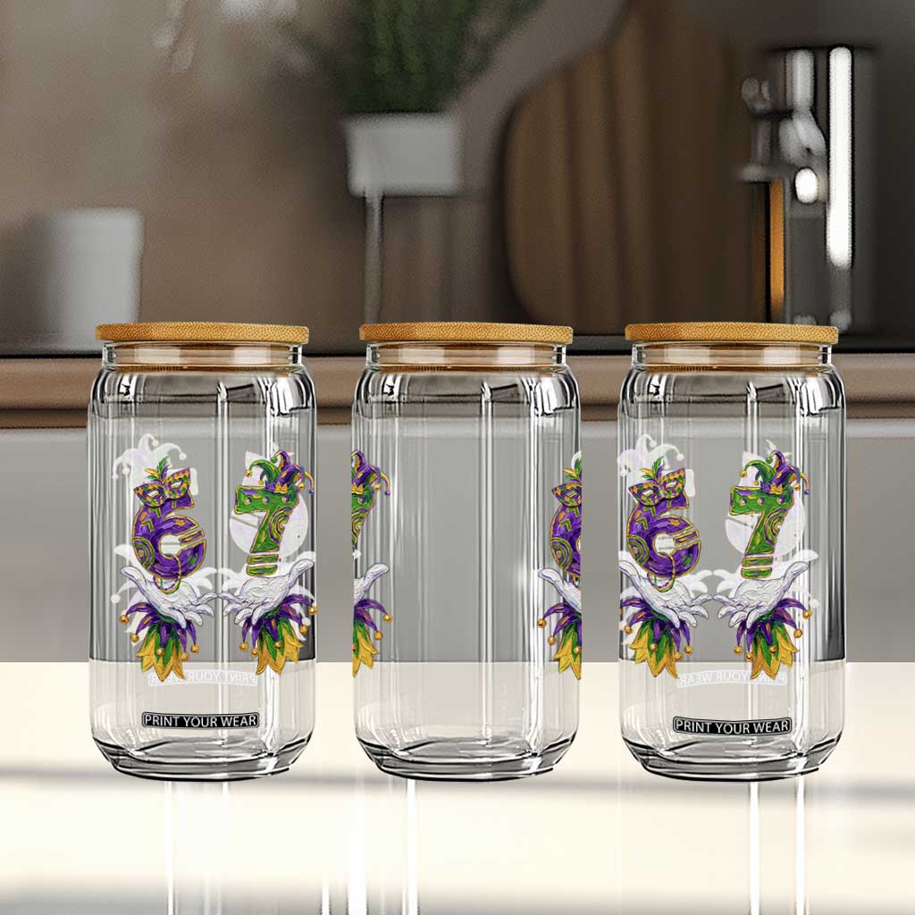 67 Mardi Gras Meme Glass Can Funny Six Seven Hand Carnival Trendy TS14 Print Your Wear