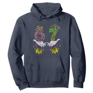 67 Mardi Gras Meme Hoodie Funny Six Seven Hand Carnival Trendy TS14 Navy Print Your Wear