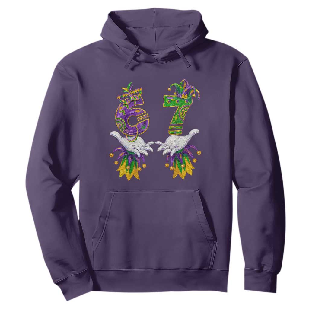 67 Mardi Gras Meme Hoodie Funny Six Seven Hand Carnival Trendy TS14 Purple Print Your Wear