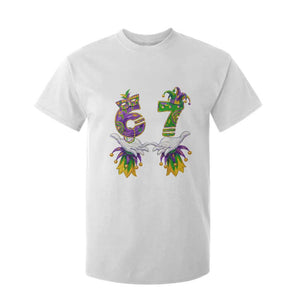 67 Mardi Gras Meme T Shirt For Kid Funny Six Seven Hand Carnival Trendy TS14 White Print Your Wear