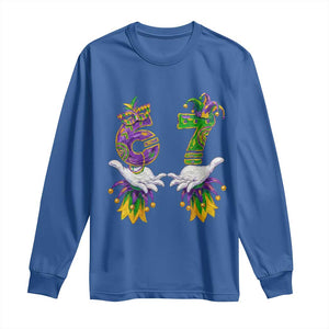 67 Mardi Gras Meme Long Sleeve Shirt Funny Six Seven Hand Carnival Trendy TS14 Royal Blue Print Your Wear