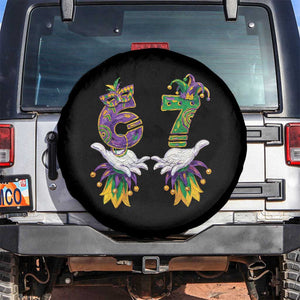 67 Mardi Gras Meme Spare Tire Cover Funny Six Seven Hand Carnival Trendy TS14 No hole Black Print Your Wear