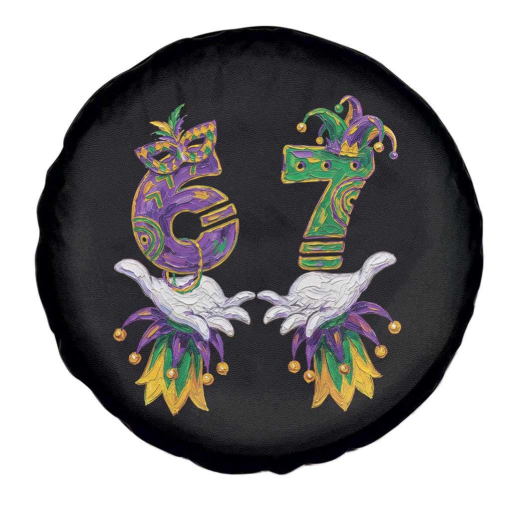 67 Mardi Gras Meme Spare Tire Cover Funny Six Seven Hand Carnival Trendy TS14 Print Your Wear