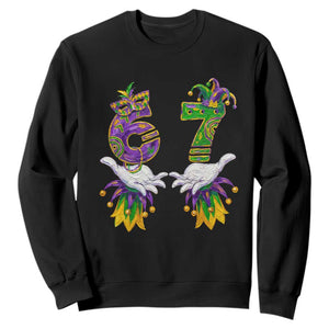 67 Mardi Gras Meme Sweatshirt Funny Six Seven Hand Carnival Trendy TS14 Black Print Your Wear