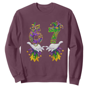 67 Mardi Gras Meme Sweatshirt Funny Six Seven Hand Carnival Trendy TS14 Maroon Print Your Wear