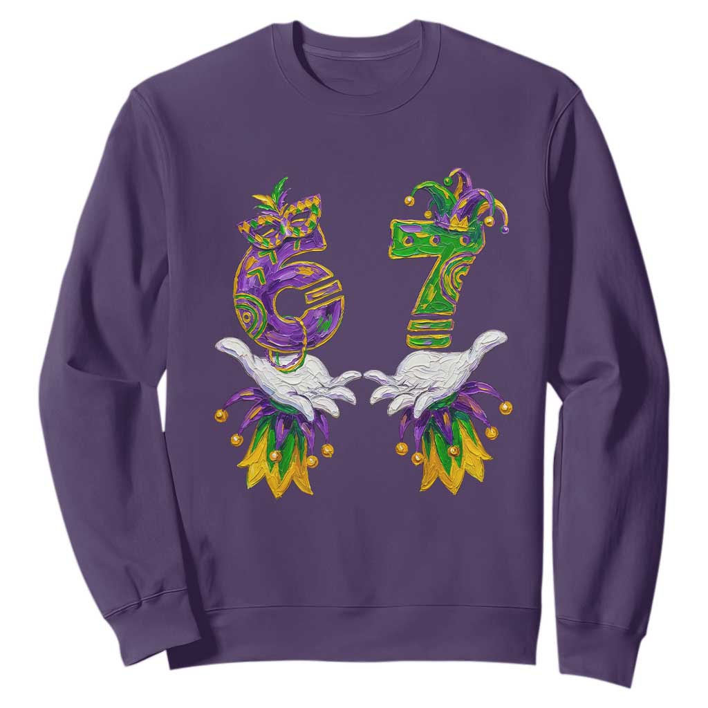 67 Mardi Gras Meme Sweatshirt Funny Six Seven Hand Carnival Trendy TS14 Purple Print Your Wear