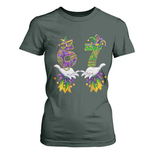 67 Mardi Gras Meme T Shirt For Women Funny Six Seven Hand Carnival Trendy TS14 Dark Forest Green Print Your Wear