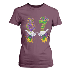 67 Mardi Gras Meme T Shirt For Women Funny Six Seven Hand Carnival Trendy TS14 Maroon Print Your Wear
