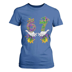 67 Mardi Gras Meme T Shirt For Women Funny Six Seven Hand Carnival Trendy TS14 Royal Blue Print Your Wear