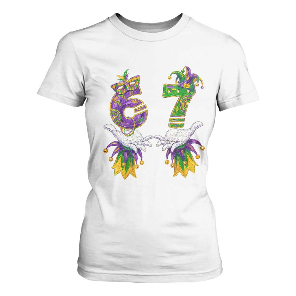 67 Mardi Gras Meme T Shirt For Women Funny Six Seven Hand Carnival Trendy TS14 White Print Your Wear