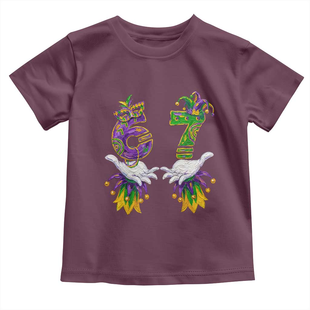 67 Mardi Gras Meme Toddler T Shirt Funny Six Seven Hand Carnival Trendy TS14 Maroon Print Your Wear