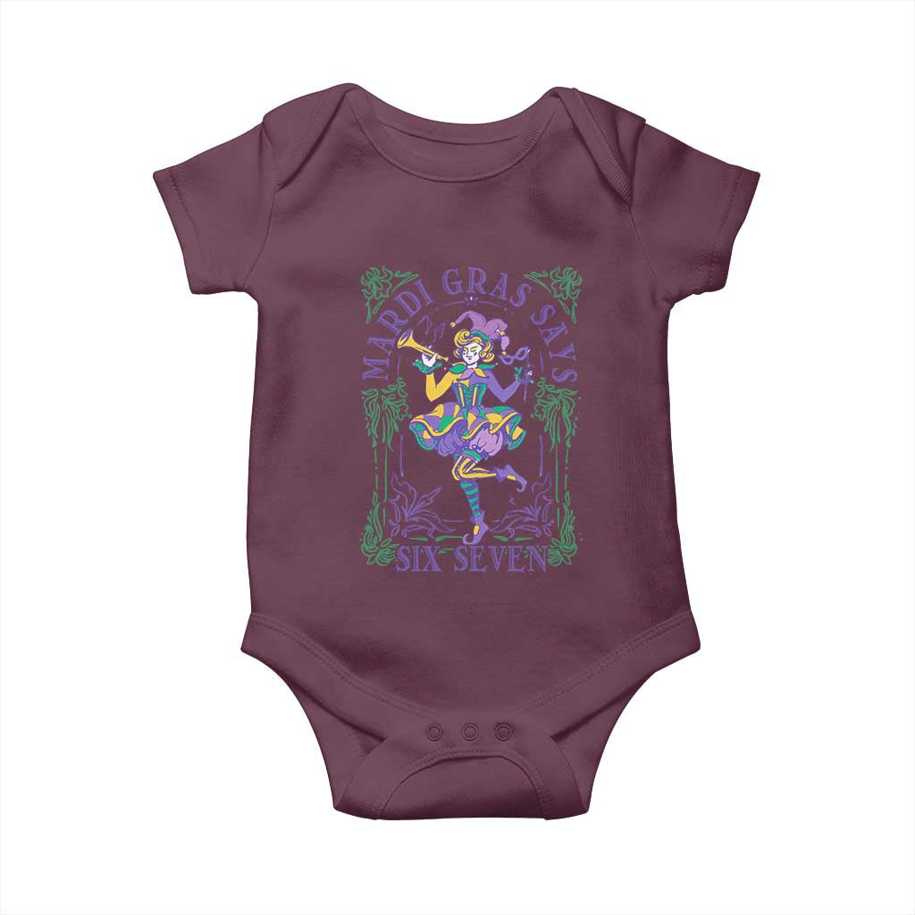 67 Mardi Gras Baby Onesie Funny Six Seven Carnival Trendy TS14 Maroon Print Your Wear