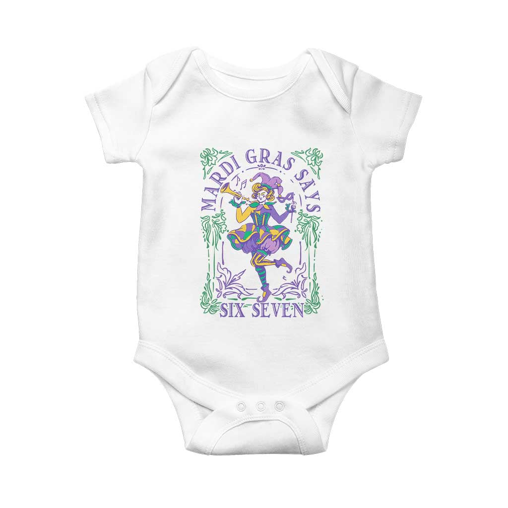 67 Mardi Gras Baby Onesie Funny Six Seven Carnival Trendy TS14 White Print Your Wear