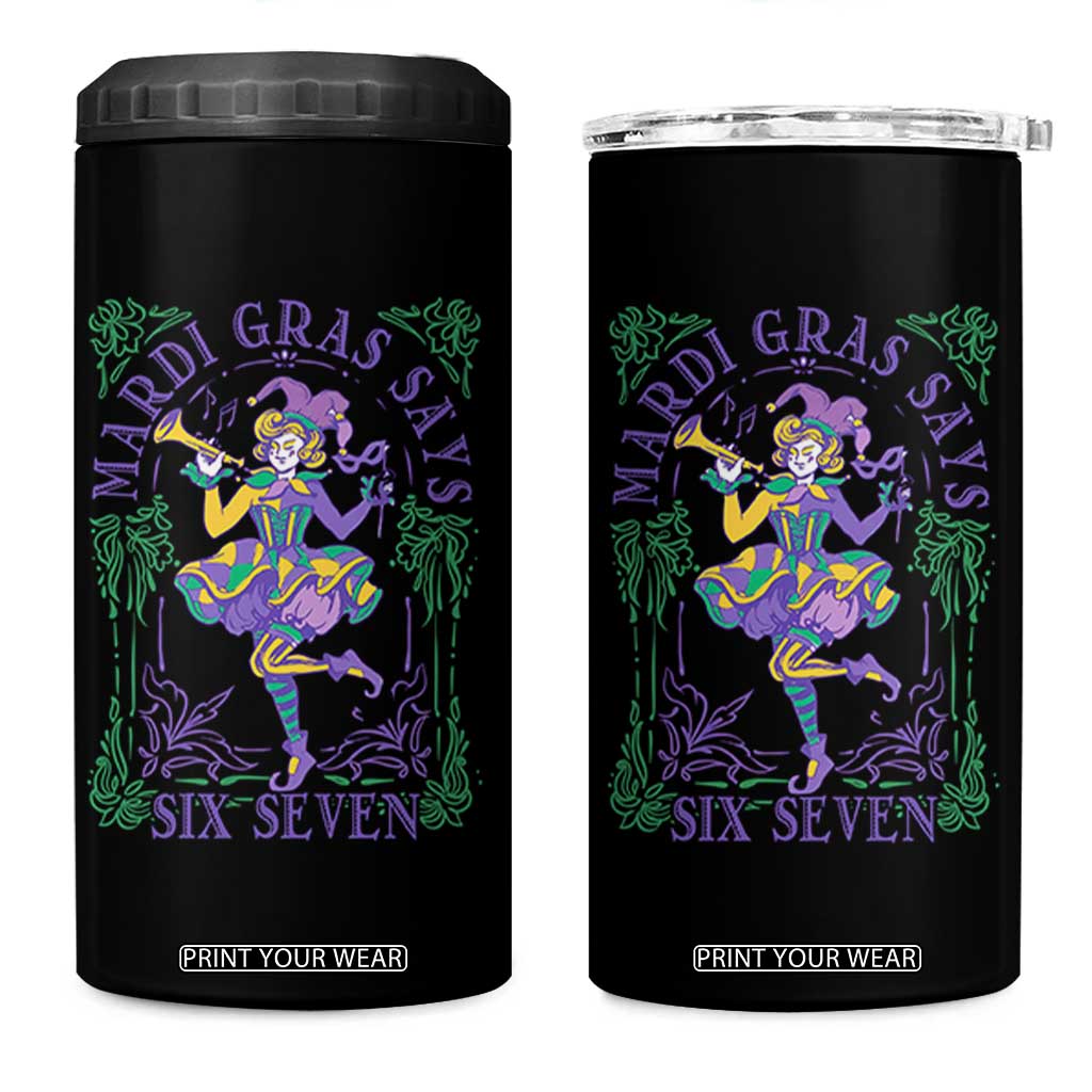 67 Mardi Gras 4 in 1 Can Cooler Tumbler Funny Six Seven Carnival Trendy TS14 One Size: 16 oz Black Print Your Wear