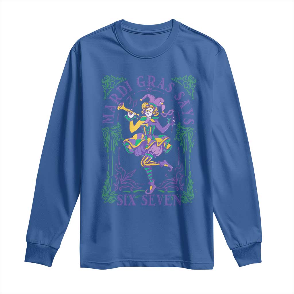 67 Mardi Gras Long Sleeve Shirt Funny Six Seven Carnival Trendy TS14 Royal Blue Print Your Wear