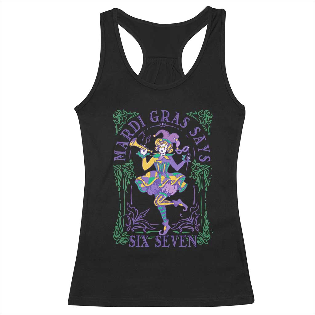 67 Mardi Gras Racerback Tank Top Funny Six Seven Carnival Trendy TS14 Black Print Your Wear