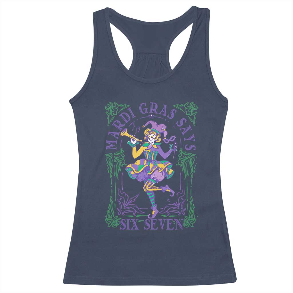 67 Mardi Gras Racerback Tank Top Funny Six Seven Carnival Trendy TS14 Navy Print Your Wear
