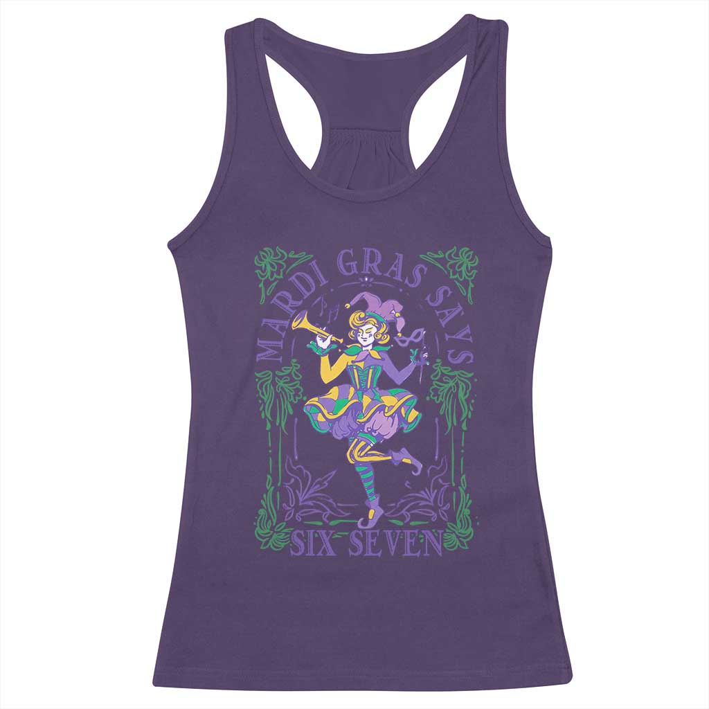 67 Mardi Gras Racerback Tank Top Funny Six Seven Carnival Trendy TS14 Purple Print Your Wear