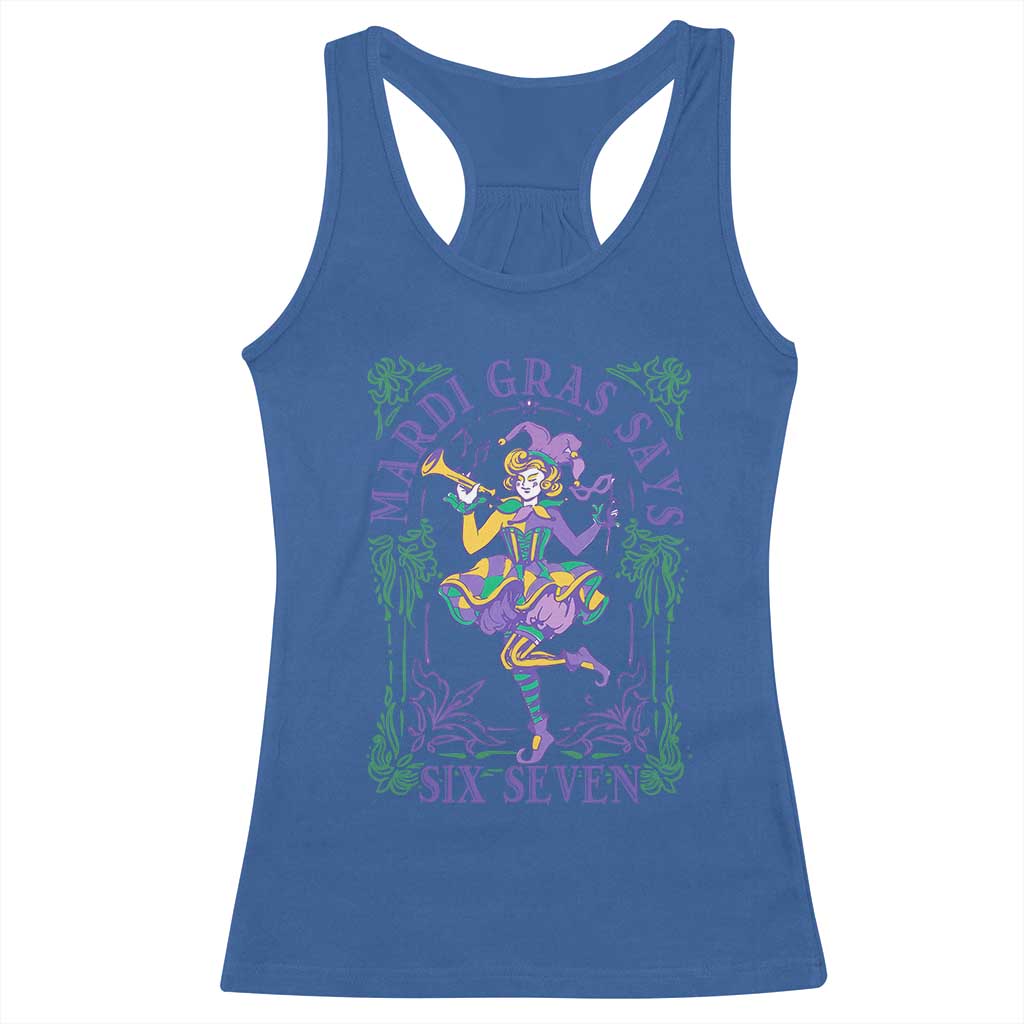 67 Mardi Gras Racerback Tank Top Funny Six Seven Carnival Trendy TS14 Royal Blue Print Your Wear