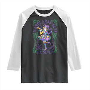 67 Mardi Gras Raglan Shirt Funny Six Seven Carnival Trendy TS14 Black White Print Your Wear