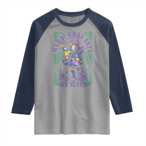 67 Mardi Gras Raglan Shirt Funny Six Seven Carnival Trendy TS14 Sport Gray Navy Print Your Wear