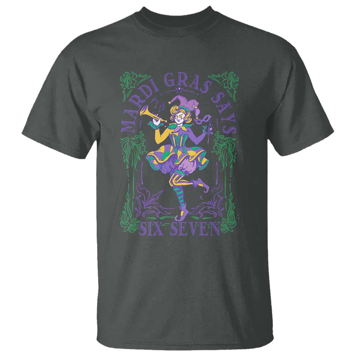 67 Mardi Gras T Shirt Funny Six Seven Carnival Trendy TS14 Dark Heather Print Your Wear
