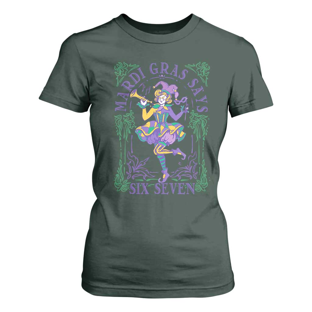 67 Mardi Gras T Shirt For Women Funny Six Seven Carnival Trendy TS14 Dark Forest Green Print Your Wear