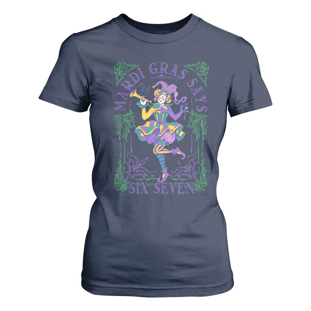 67 Mardi Gras T Shirt For Women Funny Six Seven Carnival Trendy TS14 Navy Print Your Wear