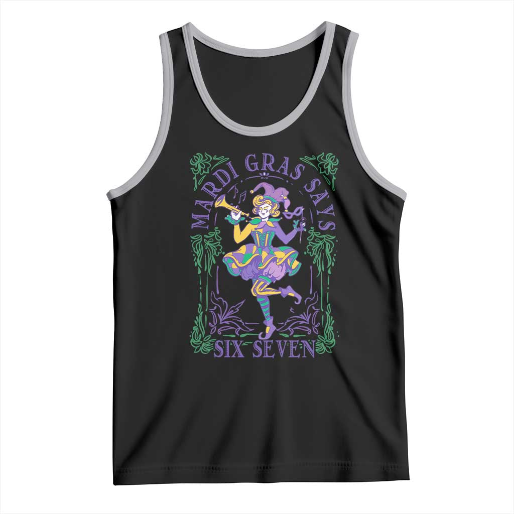 67 Mardi Gras Tank Top Funny Six Seven Carnival Trendy TS14 Black Athletic Heather Print Your Wear