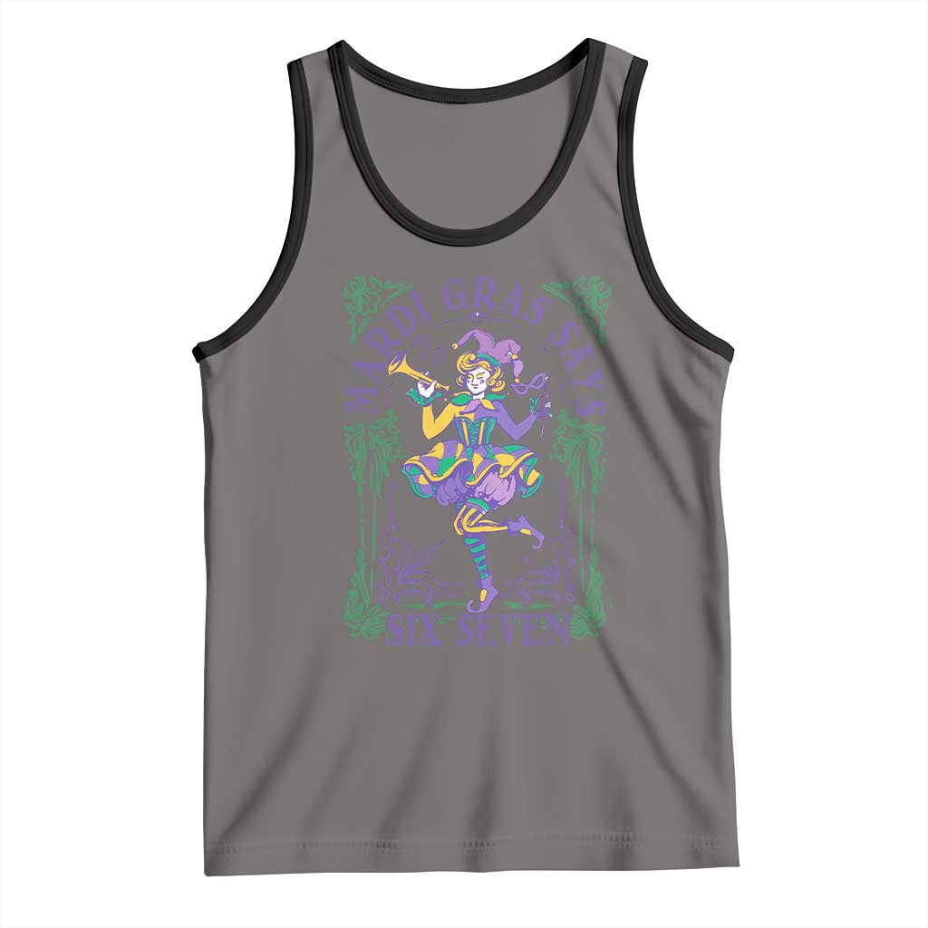 67 Mardi Gras Tank Top Funny Six Seven Carnival Trendy TS14 Deep Heather Black Print Your Wear