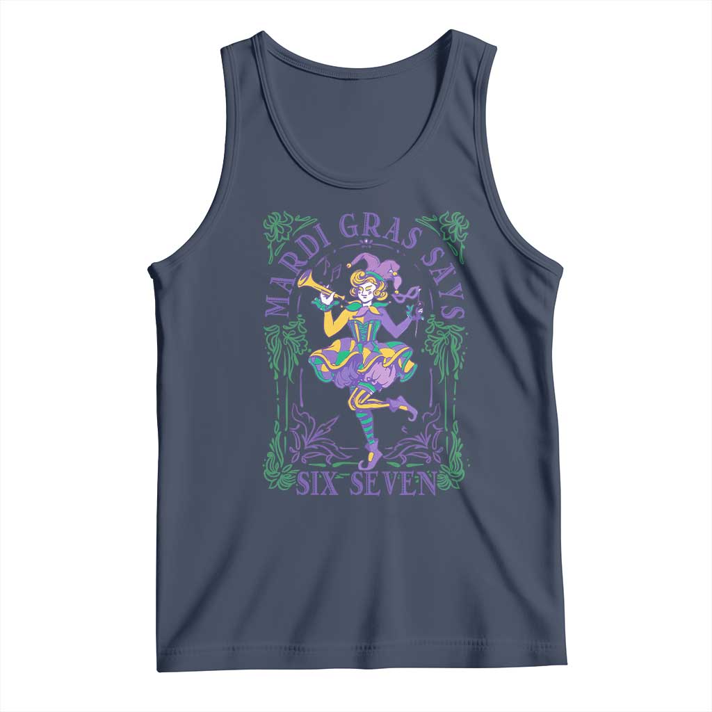 67 Mardi Gras Tank Top Funny Six Seven Carnival Trendy TS14 Navy Print Your Wear