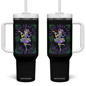 67 Mardi Gras Tumbler With Handle Funny Six Seven Carnival Trendy TS14 One Size: 40 oz Black Print Your Wear
