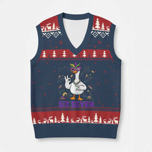 67 Mardi Gras V-Neck Knit Sweater Vest Funny Goose Meme Carnival Trendy TS14 Navy Red Print Your Wear