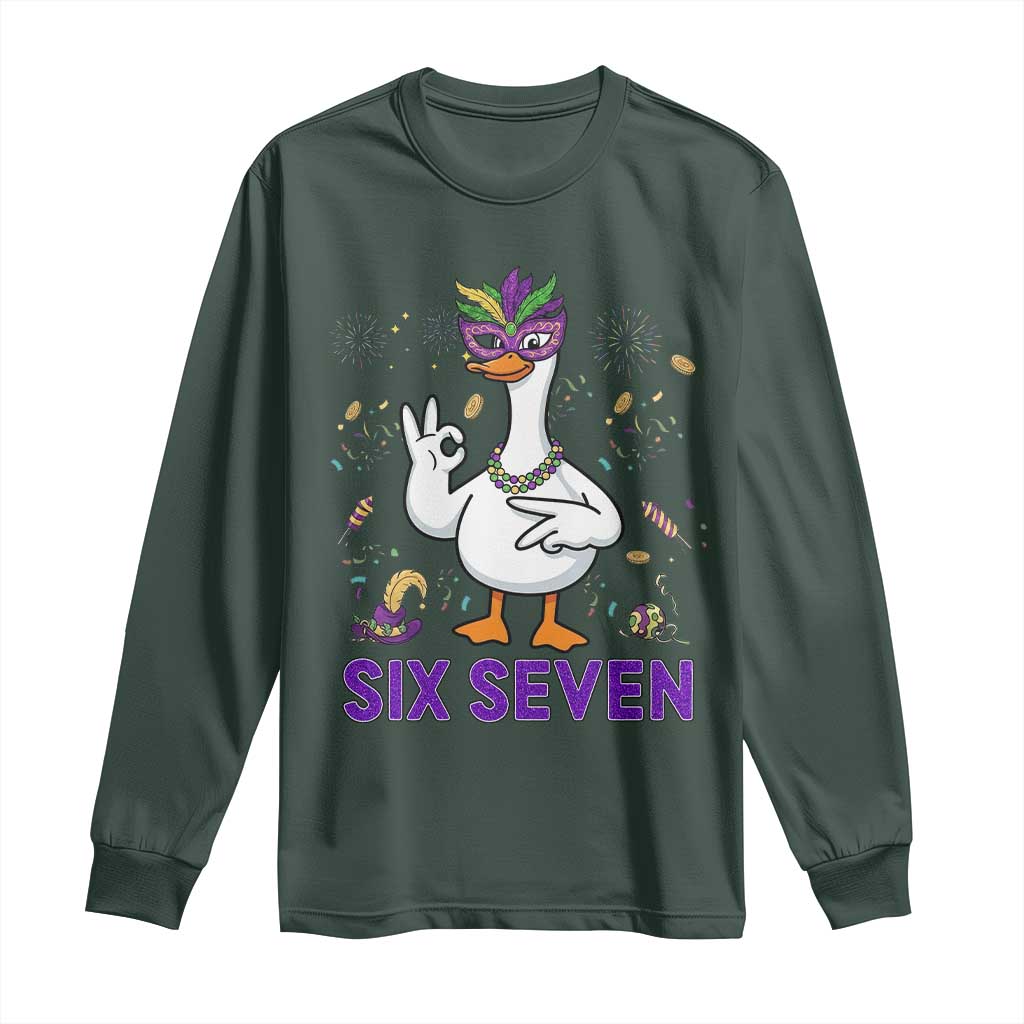 67 Mardi Gras Long Sleeve Shirt Funny Goose Meme Carnival Trendy TS14 Dark Forest Green Print Your Wear