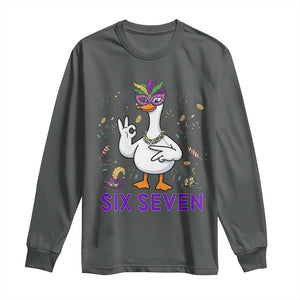 67 Mardi Gras Long Sleeve Shirt Funny Goose Meme Carnival Trendy TS14 Dark Heather Print Your Wear