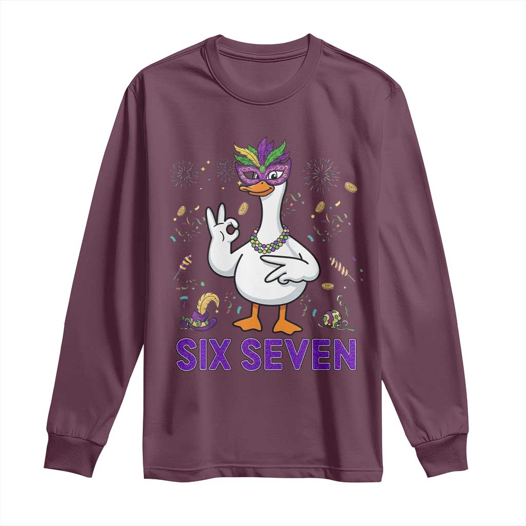 67 Mardi Gras Long Sleeve Shirt Funny Goose Meme Carnival Trendy TS14 Maroon Print Your Wear