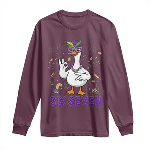 67 Mardi Gras Long Sleeve Shirt Funny Goose Meme Carnival Trendy TS14 Maroon Print Your Wear