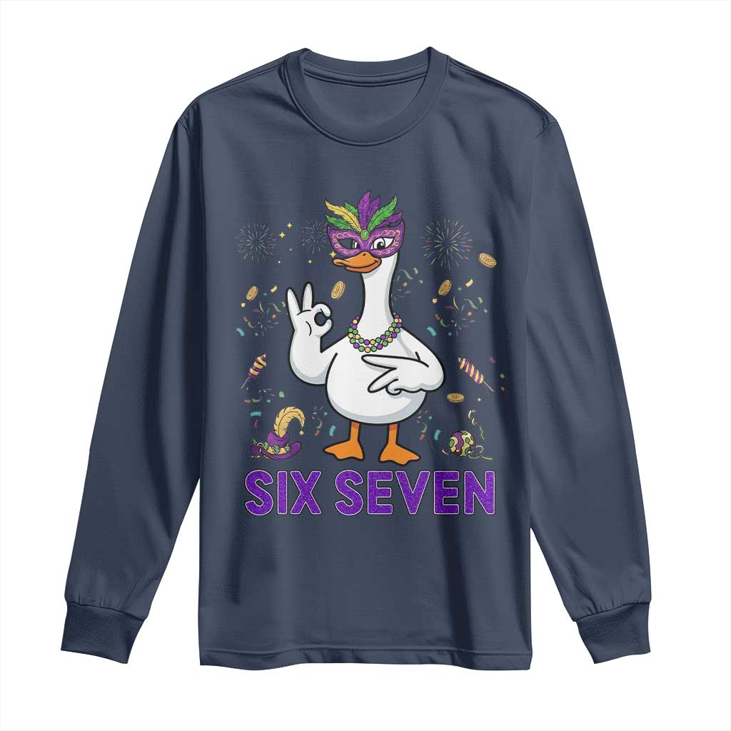67 Mardi Gras Long Sleeve Shirt Funny Goose Meme Carnival Trendy TS14 Navy Print Your Wear