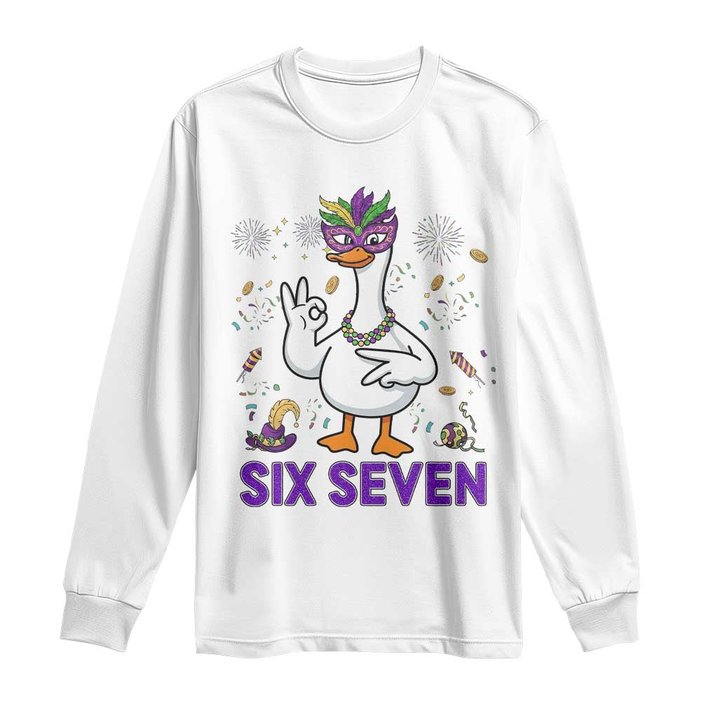 67 Mardi Gras Long Sleeve Shirt Funny Goose Meme Carnival Trendy TS14 White Print Your Wear