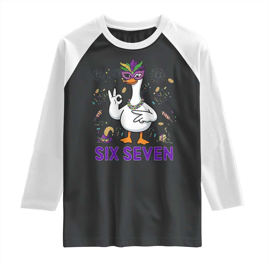 67 Mardi Gras Raglan Shirt Funny Goose Meme Carnival Trendy TS14 Black White Print Your Wear