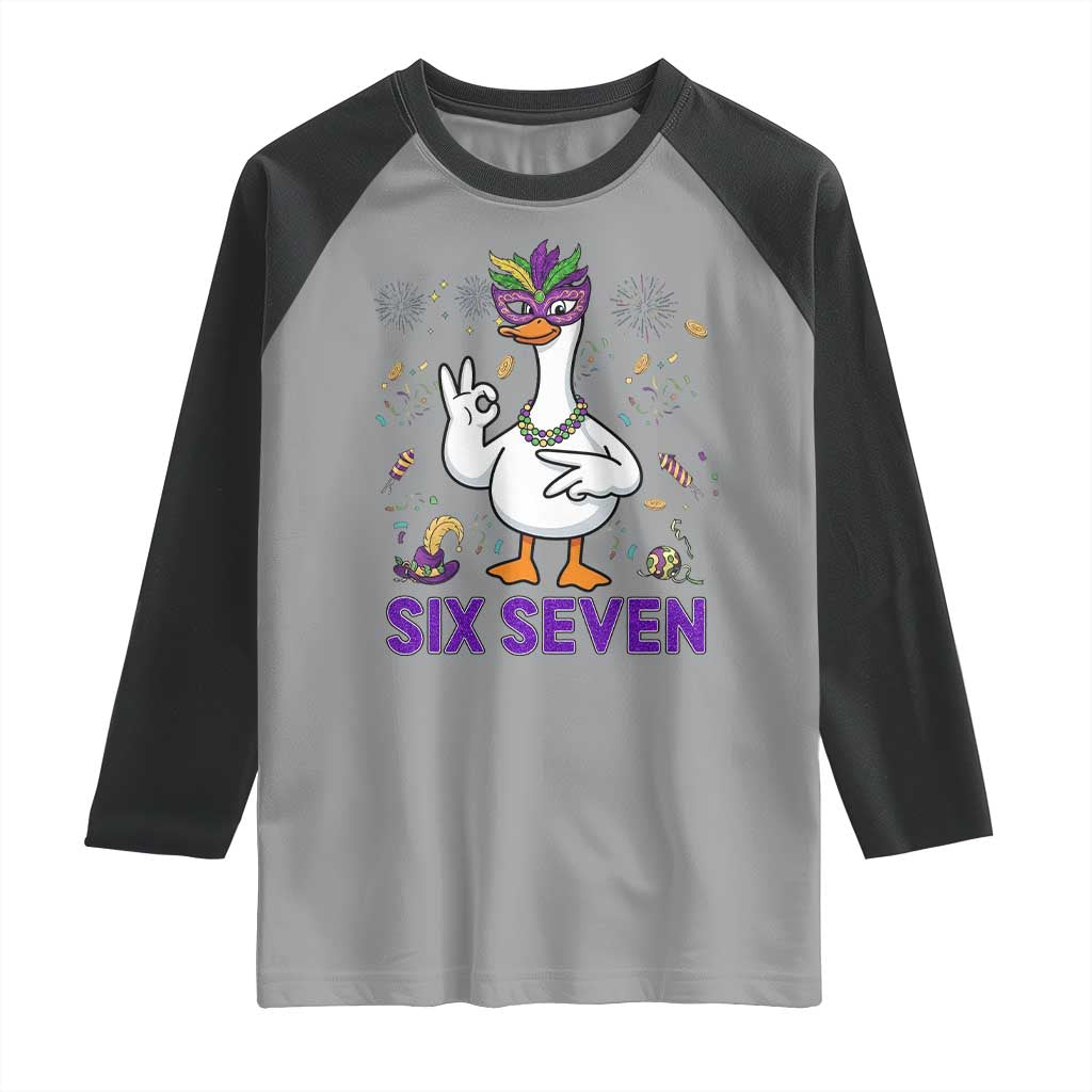67 Mardi Gras Raglan Shirt Funny Goose Meme Carnival Trendy TS14 Sport Gray Black Print Your Wear
