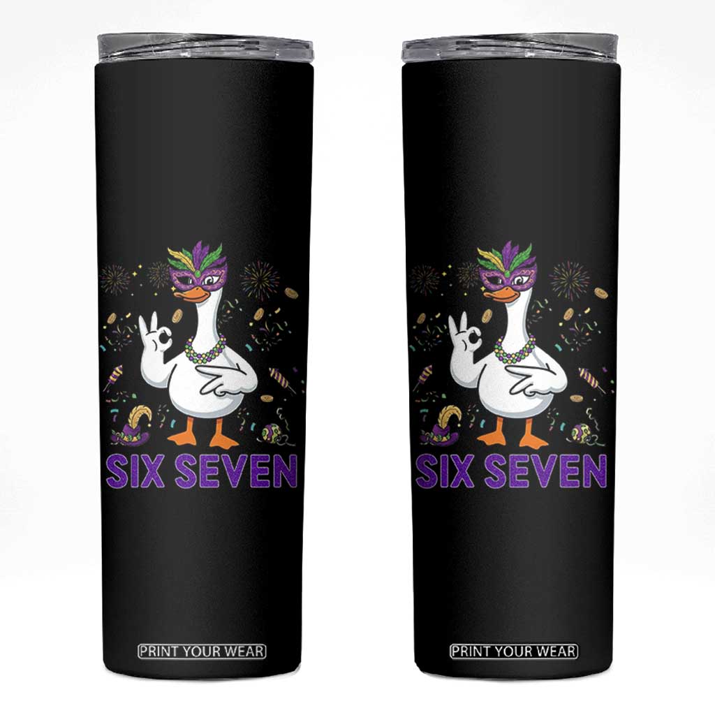 67 Mardi Gras Skinny Tumbler Funny Goose Meme Carnival Trendy TS14 Black Print Your Wear